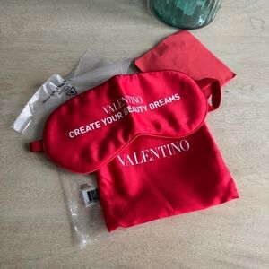 Valentino Red Sleep Mask and Pouch Set NEW